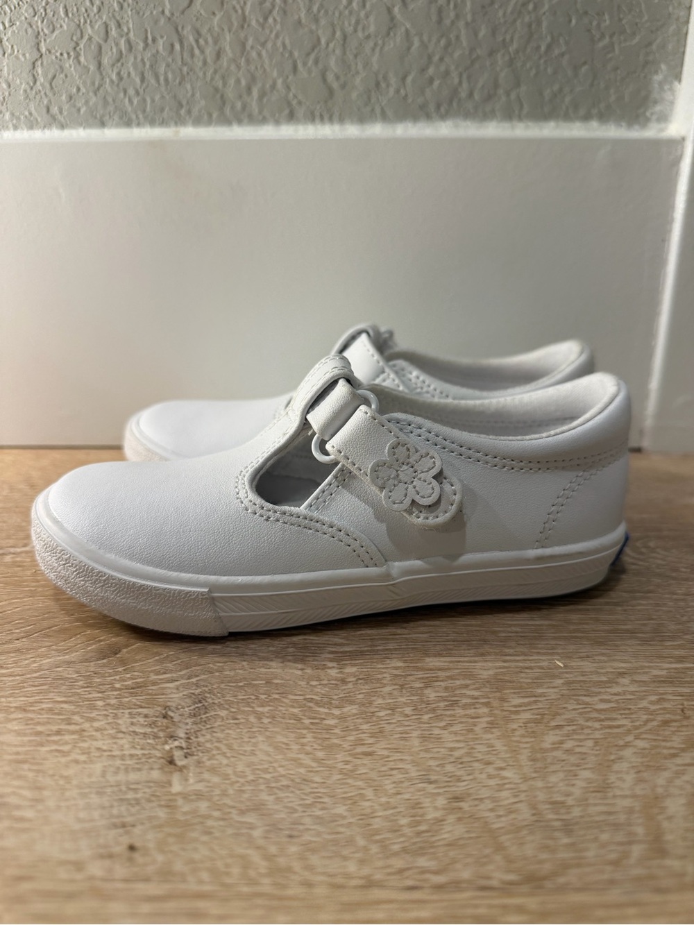 Keds White Floral T-Strap Slip-On Girls Shoes